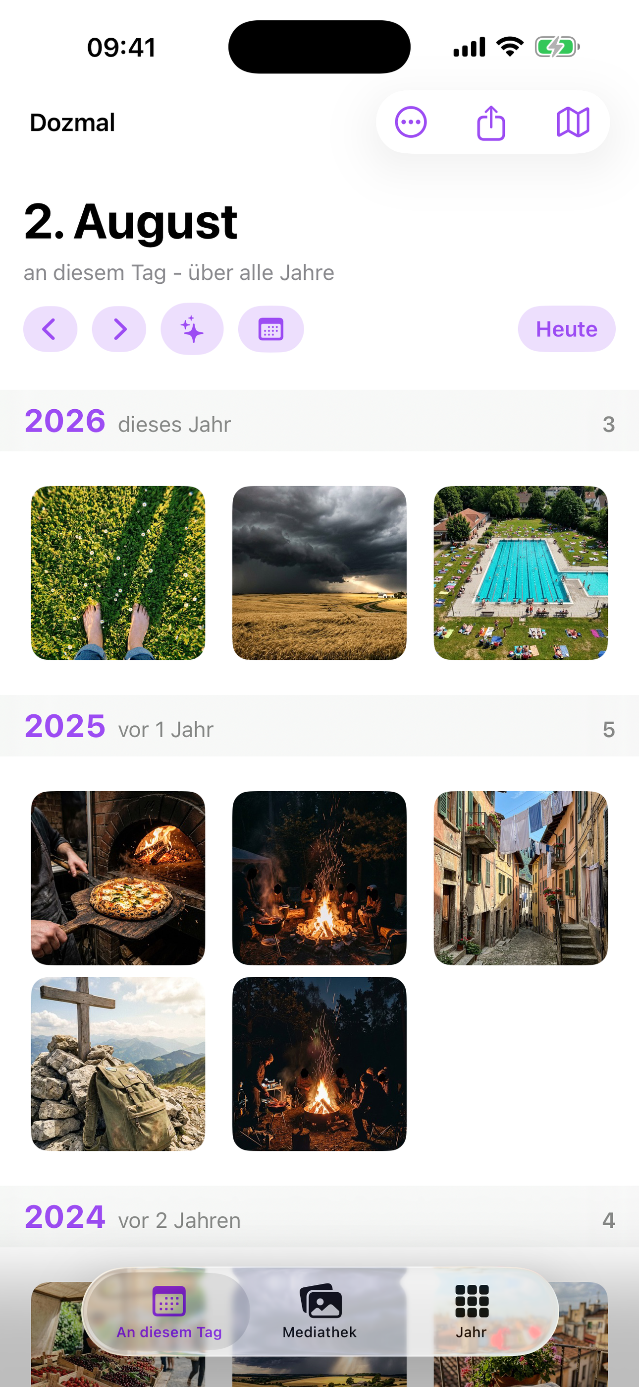 An diesem Tag - Fotos nach Jahren gruppiert