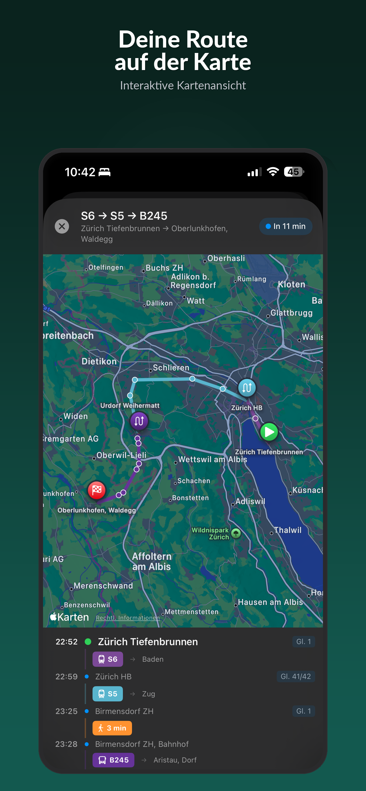 Route auf der Karte