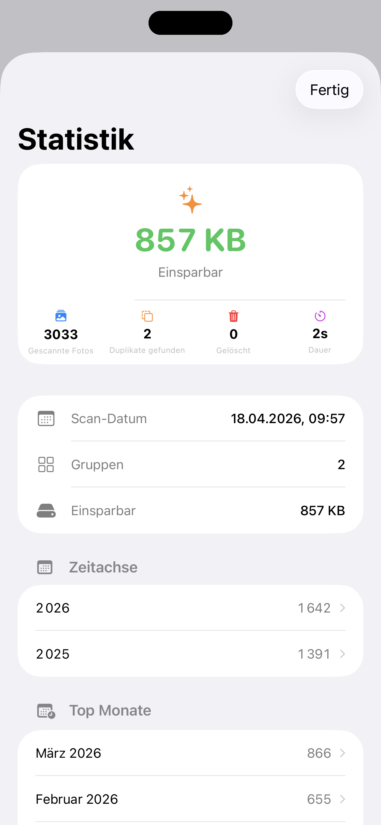 Gewonnener Speicher