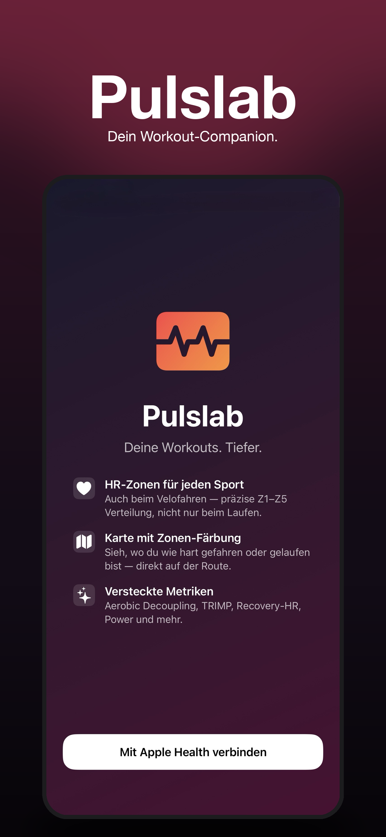 Pulslab Startbildschirm